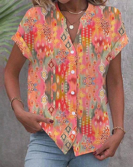 Lara - Bunte Damenbluse mit modernem Muster