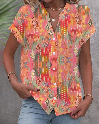 Lara - Bunte Damenbluse mit modernem Muster