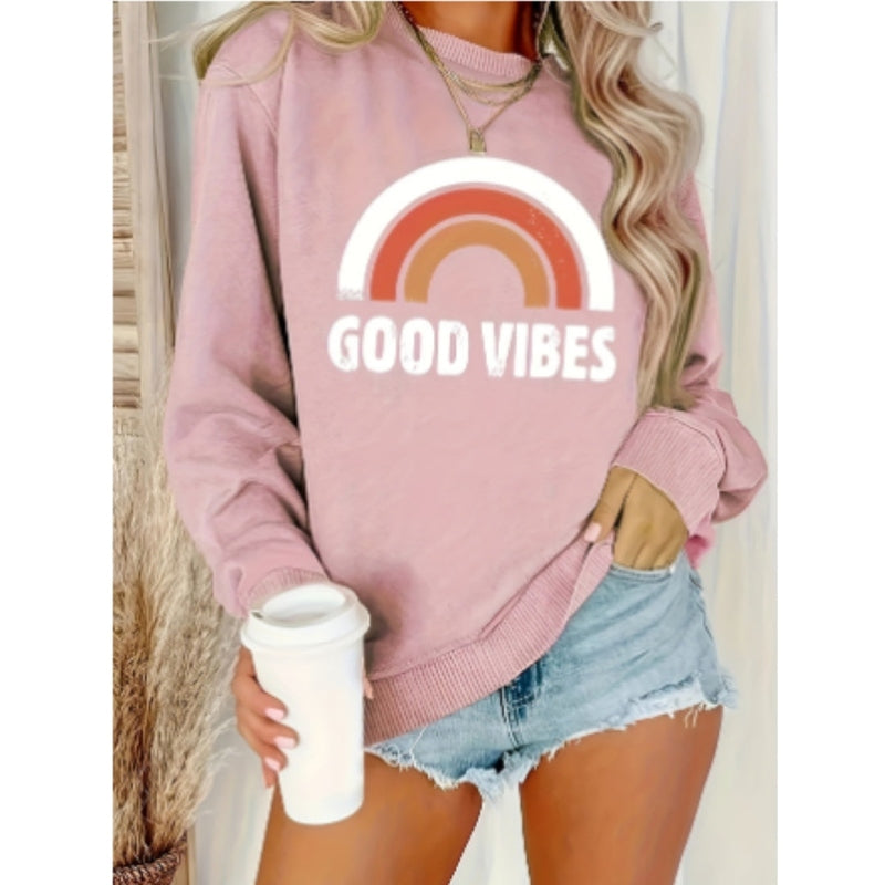 Lena - Lässiges Damen Sweatshirt mit Good Vibes Print