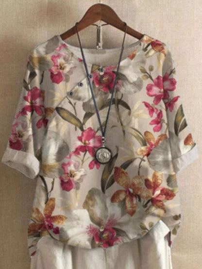 Flora – Bedruckte Bluse mit 3/4-Ärmeln