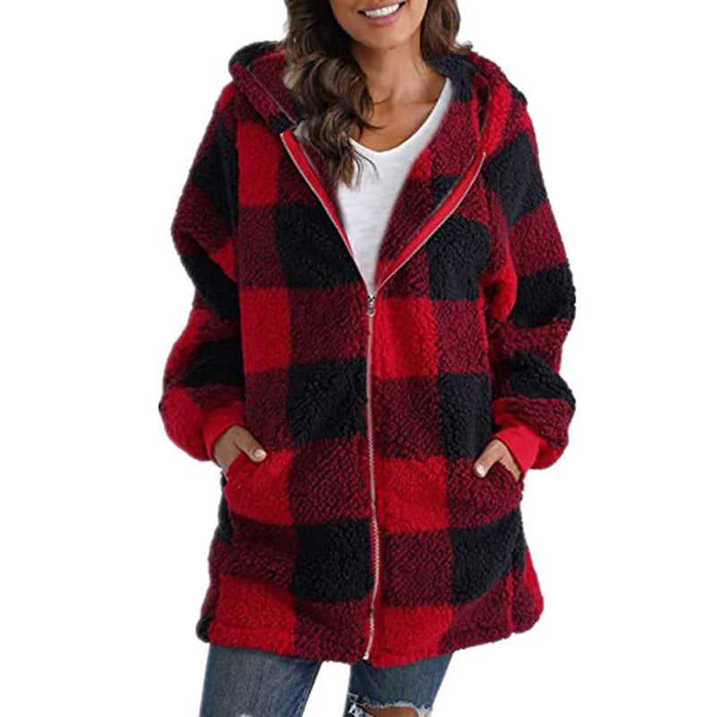 Leonie - Kariertes Damen Kapuzenjacke