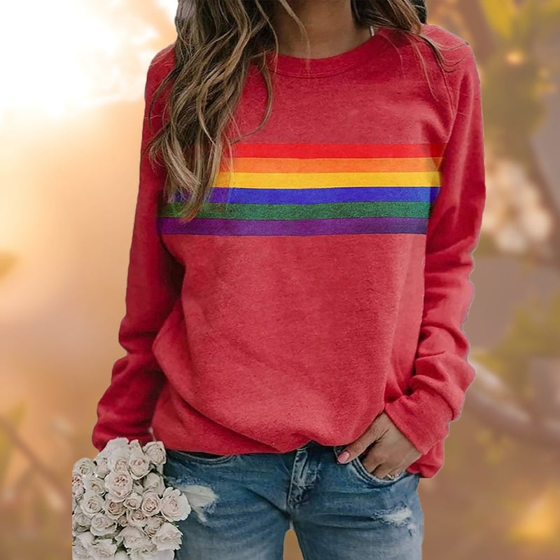 Lia - Bequemer Damenpullover mit Regenbogenprint