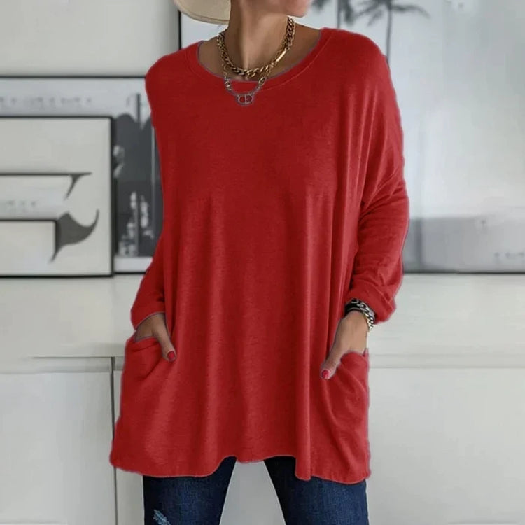 Nina - Lässiger Damenpullover mit praktischen Taschen