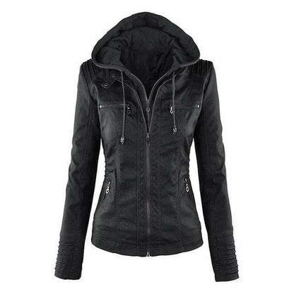 Elina - Damen Kapuzenjacke aus Kunstleder
