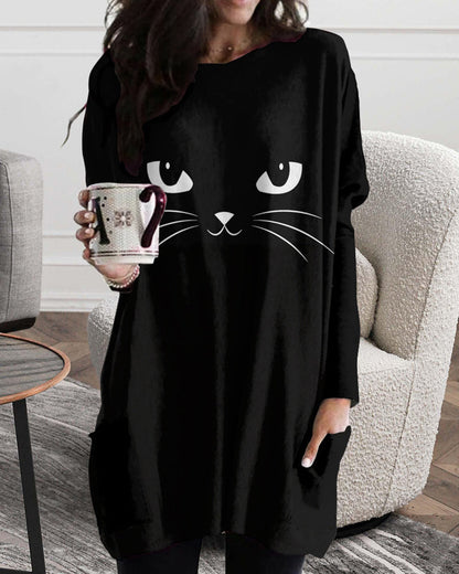 Isabella - Bequemer Damen-Pullover mit Katzen-Print