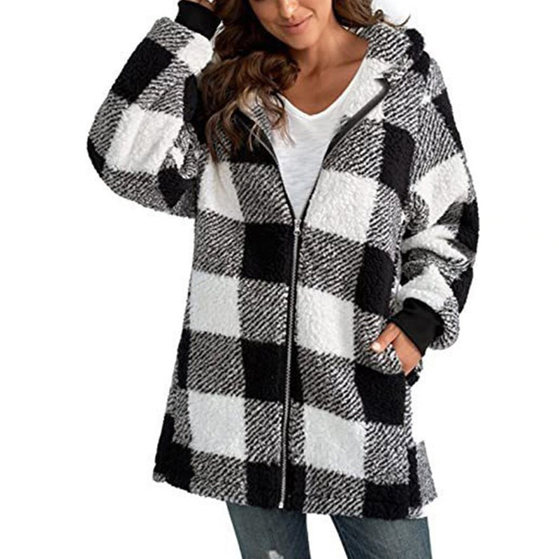 Leonie - Kariertes Damen Kapuzenjacke