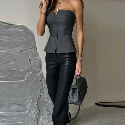Veronika – Elegantes ärmelloses Damen-Top mit Reißverschluss