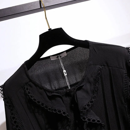 Fudus | 5-9xl Bluse Mode Designer Chiffon Langarm Oberteile