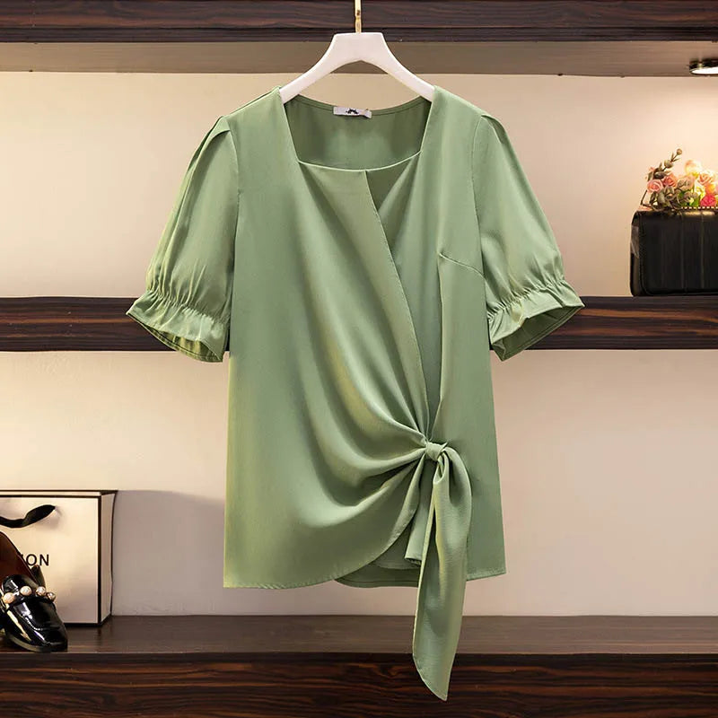 Fudus | 5-9xl Mode Designer Tops Rüschensaum T-shirts