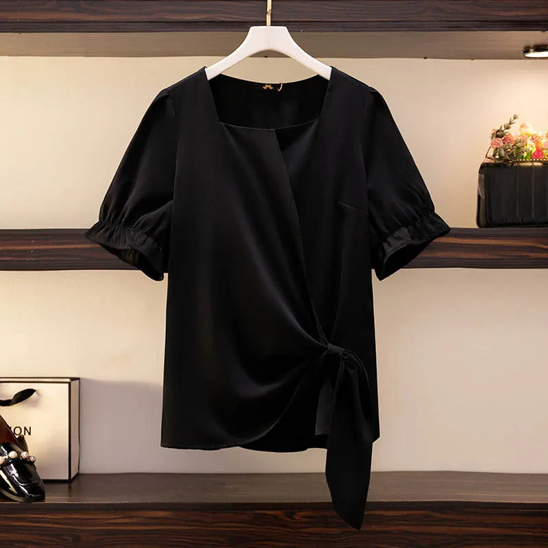 Fudus | 5-9xl Mode Designer Tops Rüschensaum T-shirts