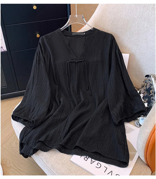 Fudus | 5-9xl V-ausschnitt Mode Designer Bluse Tops