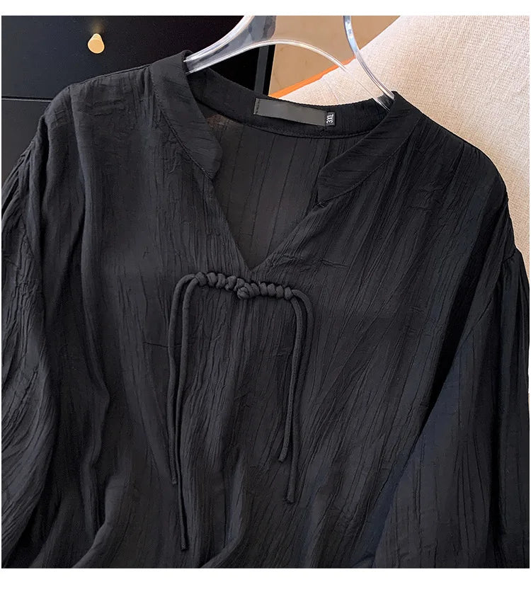 Fudus | 5-9xl V-ausschnitt Mode Designer Bluse Tops