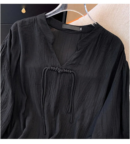 Fudus | 5-9xl V-ausschnitt Mode Designer Bluse Tops