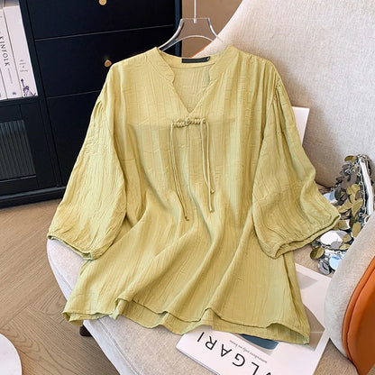 Fudus | 5-9xl V-ausschnitt Mode Designer Bluse Tops
