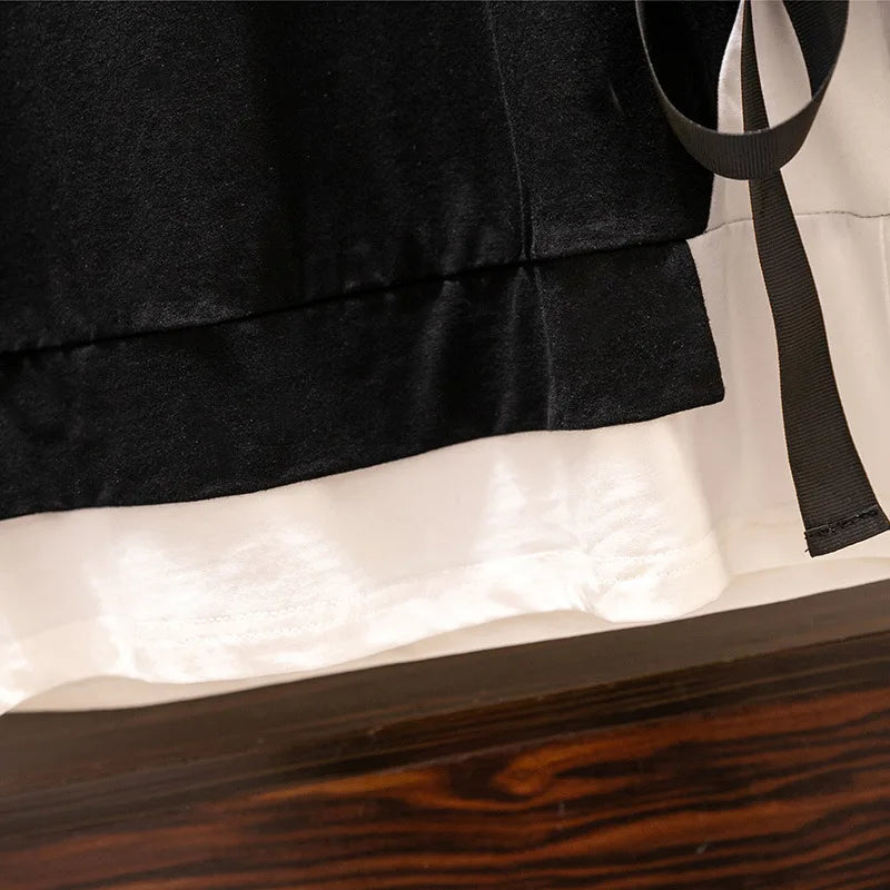 Fudus | 6-10xl Blusen 2-teilige Layered Modedesigner T-shirts