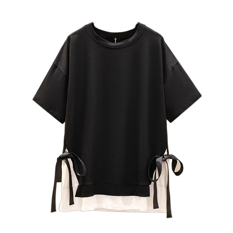 Fudus | 6-10xl Blusen 2-teilige Layered Modedesigner T-shirts