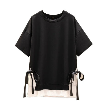 Fudus | 6-10xl Blusen 2-teilige Layered Modedesigner T-shirts