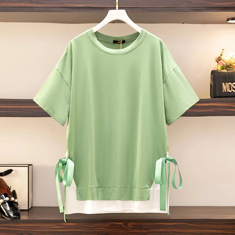 Fudus | 6-10xl Blusen 2-teilige Layered Modedesigner T-shirts
