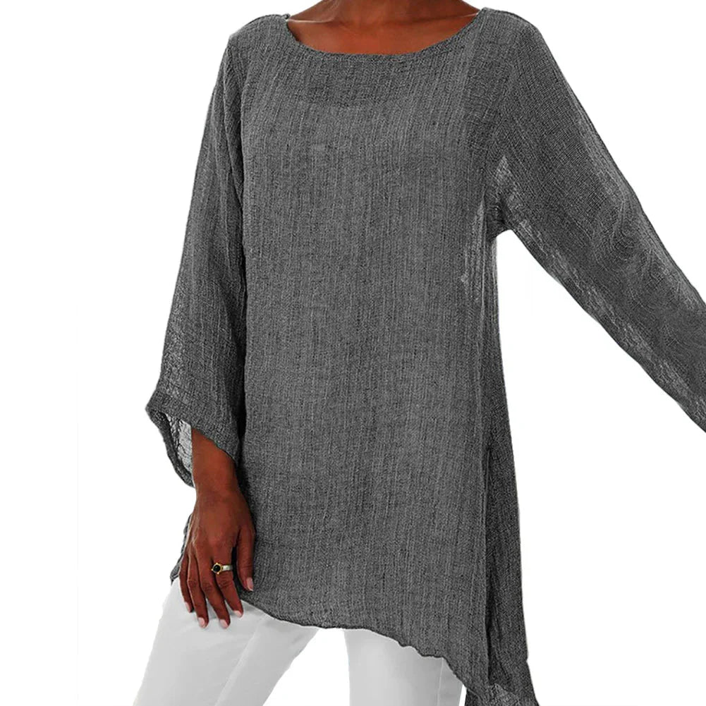 Fudus | Bluse Baumwolle Leinen 4xl Mode Designer Langarmoberteile