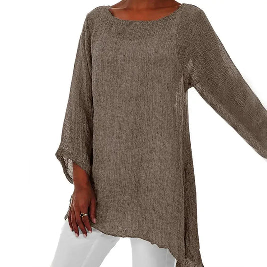 Fudus | Bluse Baumwolle Leinen 4xl Mode Designer Langarmoberteile