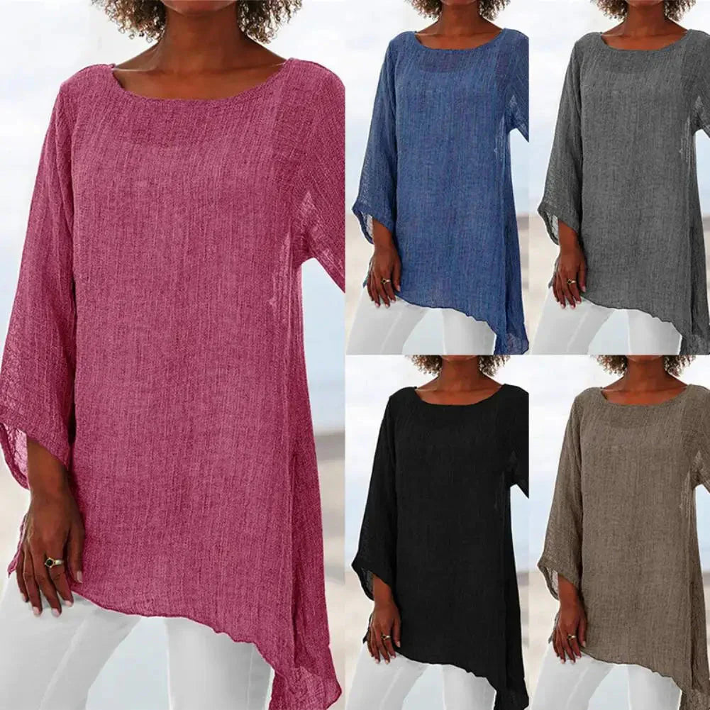 Fudus | Bluse Baumwolle Leinen 4xl Mode Designer Langarmoberteile