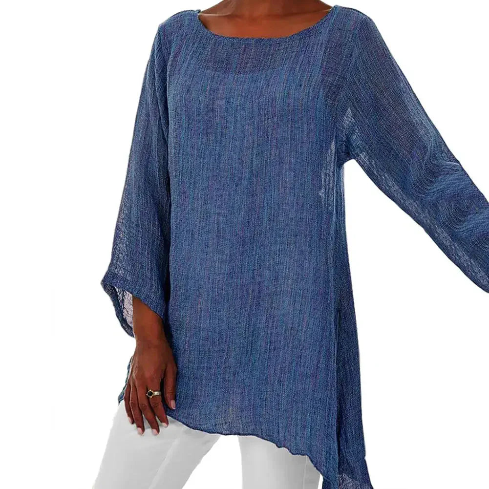 Fudus | Bluse Baumwolle Leinen 4xl Mode Designer Langarmoberteile