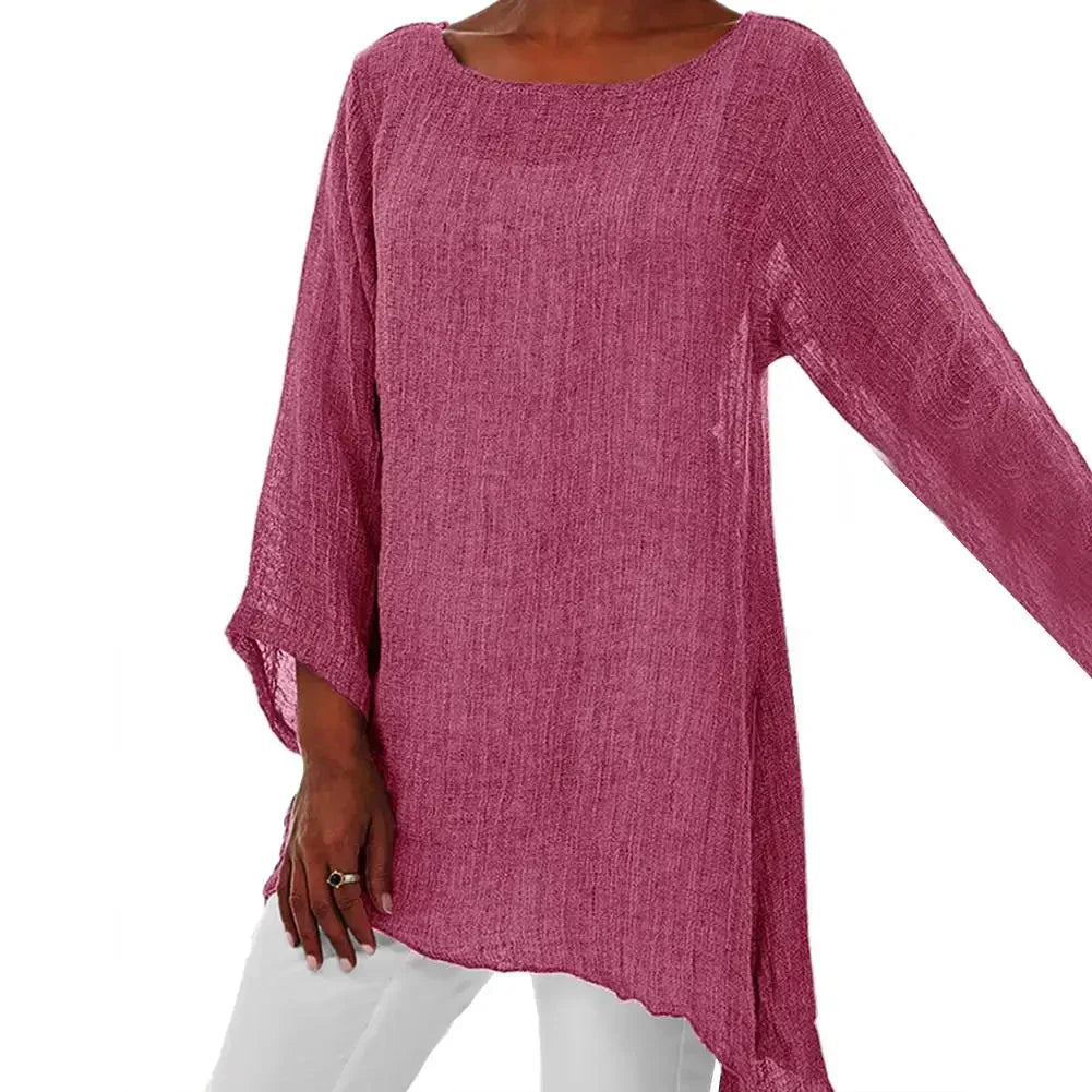 Fudus | Bluse Baumwolle Leinen 4xl Mode Designer Langarmoberteile