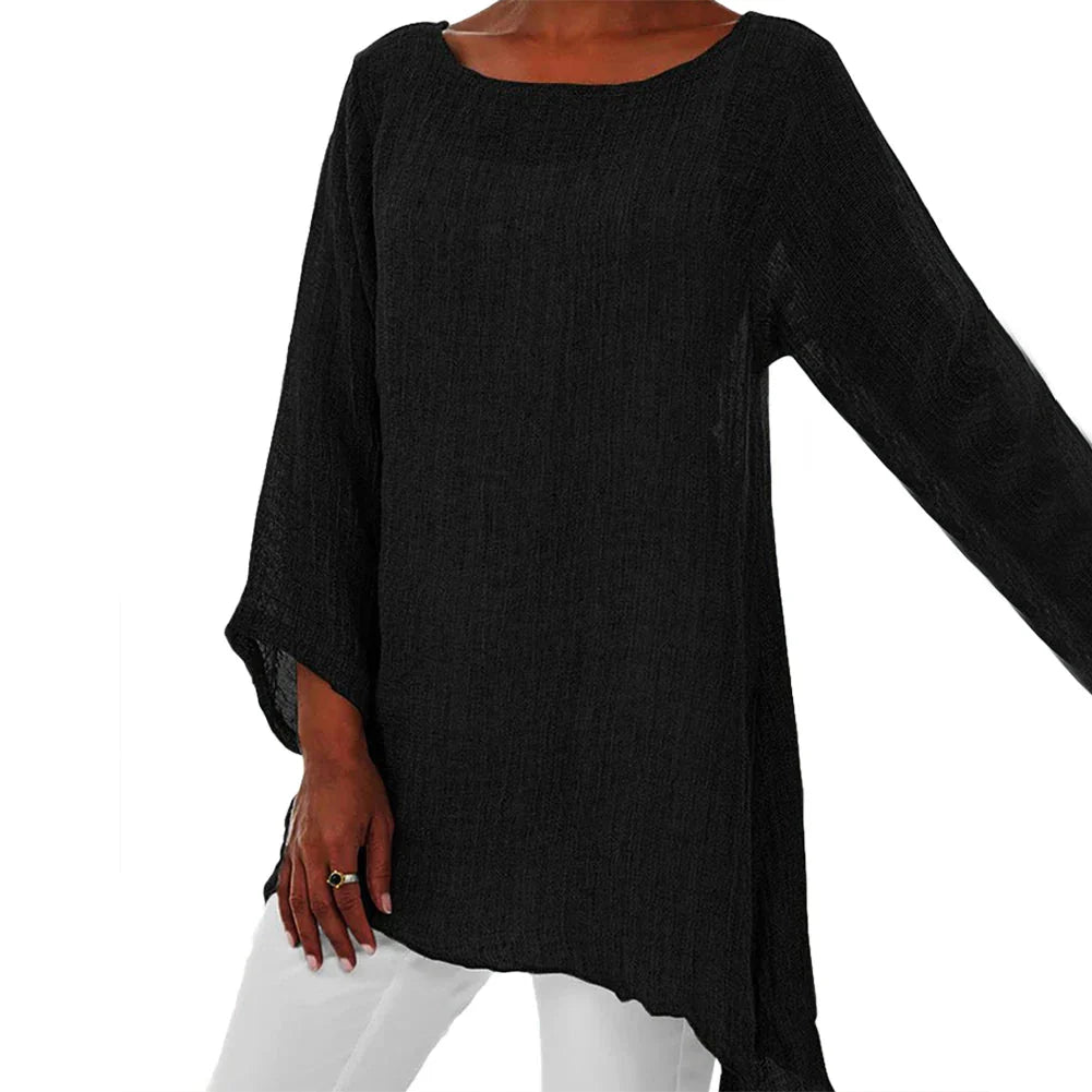Fudus | Bluse Baumwolle Leinen 4xl Mode Designer Langarmoberteile