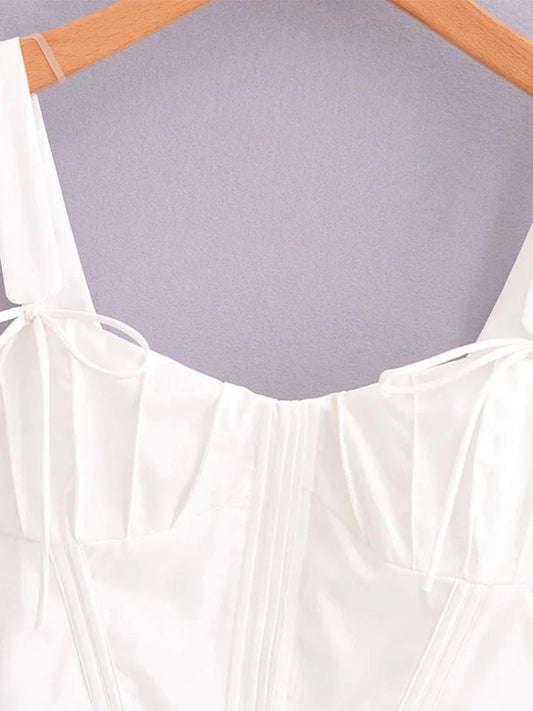Fudus | Bow Tops Mode Designer Korsatt Quadratischer Kragen Trägershirts