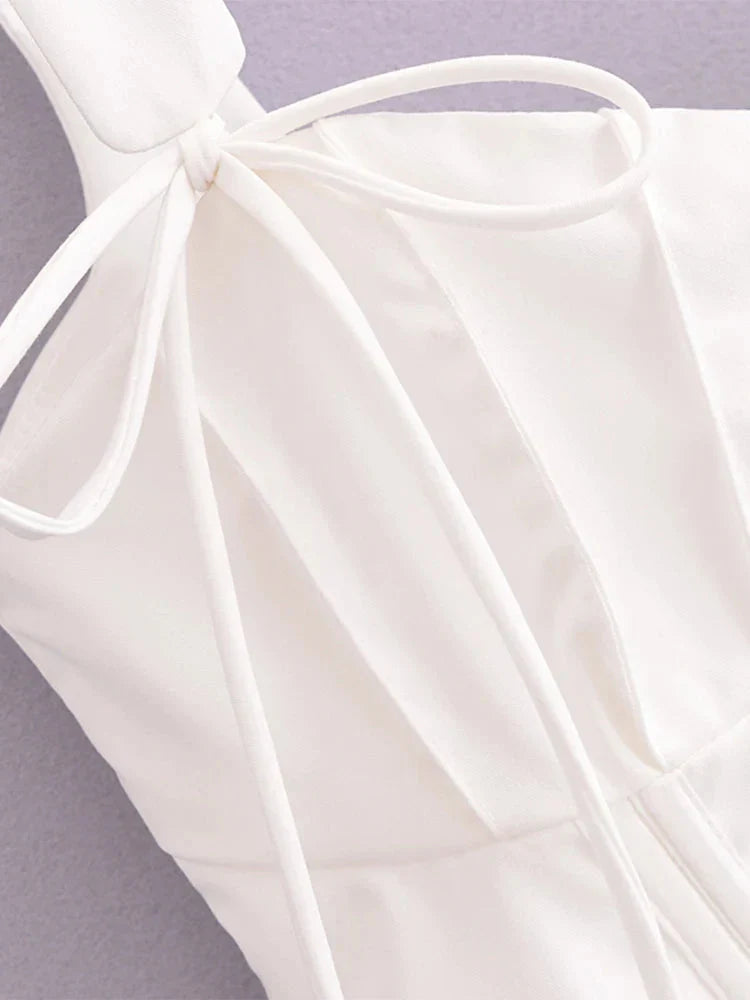 Fudus | Bow Tops Mode Designer Korsatt Quadratischer Kragen Trägershirts