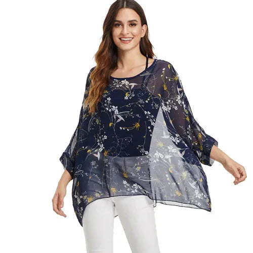 Fudus | Chiffonbluse Modedesigner 4-6xl Bedruckte T-shirts