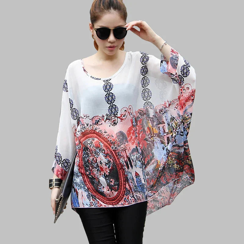 Fudus | Chiffonbluse Modedesigner 4-6xl Bedruckte T-shirts