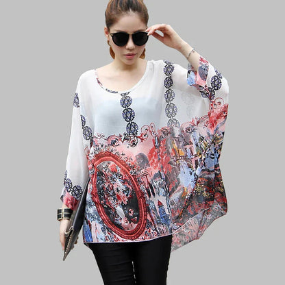 Fudus | Chiffonbluse Modedesigner 4-6xl Bedruckte T-shirts