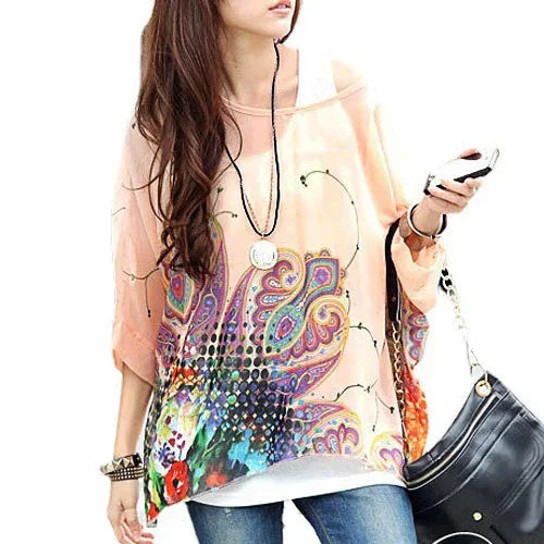 Fudus | Chiffonbluse Modedesigner 4-6xl Bedruckte T-shirts