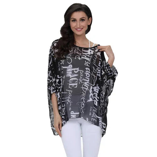 Fudus | Chiffonbluse Modedesigner 4-6xl Bedruckte T-shirts