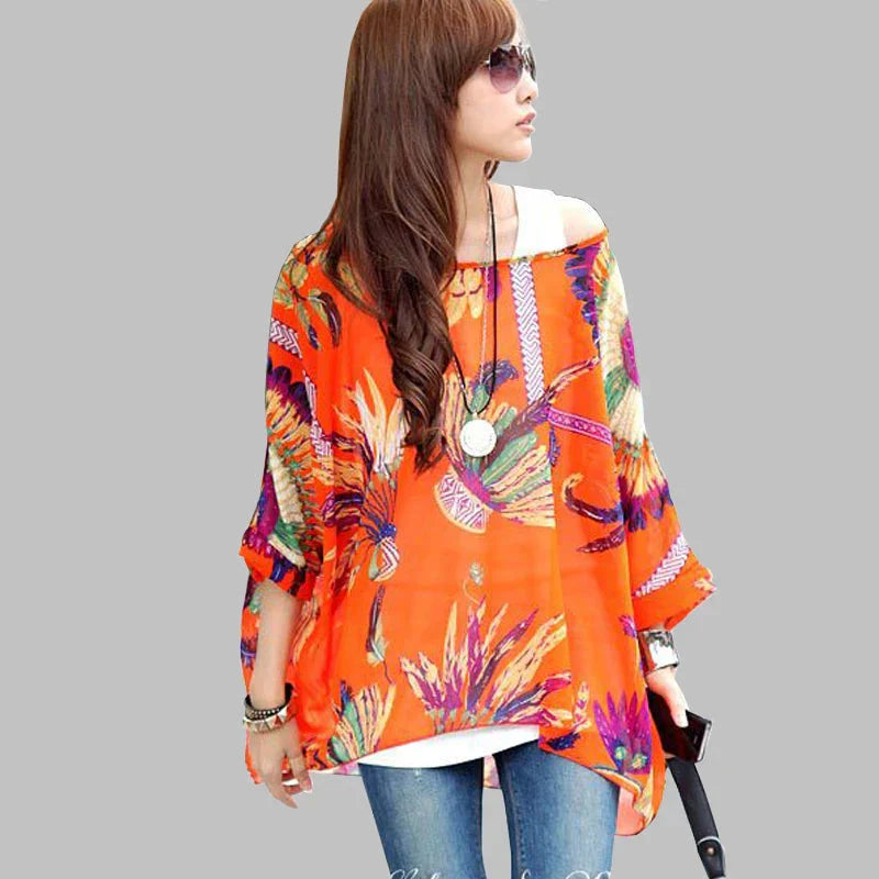 Fudus | Chiffonbluse Modedesigner 4-6xl Bedruckte T-shirts