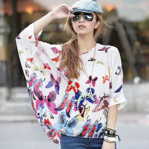 Fudus | Chiffonbluse Modedesigner 4-6xl Bedruckte T-shirts