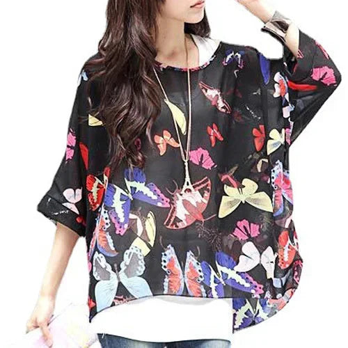 Fudus | Chiffonbluse Modedesigner 4-6xl Bedruckte T-shirts