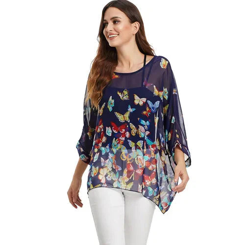 Fudus | Chiffonbluse Modedesigner 4-6xl Bedruckte T-shirts