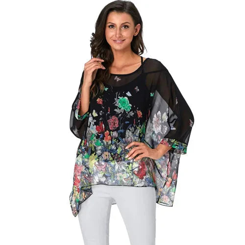 Fudus | Chiffonbluse Modedesigner 4-6xl Bedruckte T-shirts