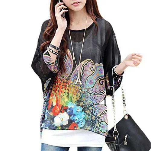 Fudus | Chiffonbluse Modedesigner 4-6xl Bedruckte T-shirts