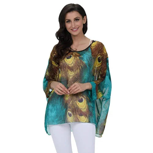 Fudus | Chiffonbluse Modedesigner 4-6xl Bedruckte T-shirts