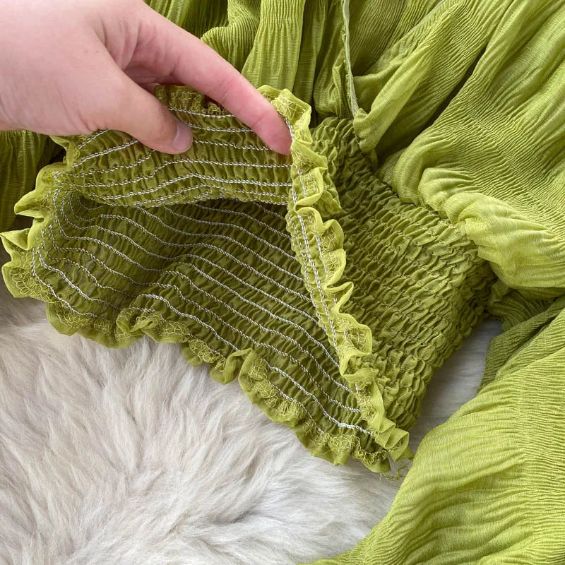 Fudus | Chiffon Rüschemode Designer Blusen Super Lange Ärmel Tops