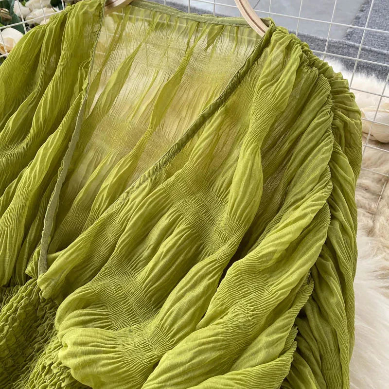 Fudus | Chiffon Rüschemode Designer Blusen Super Lange Ärmel Tops