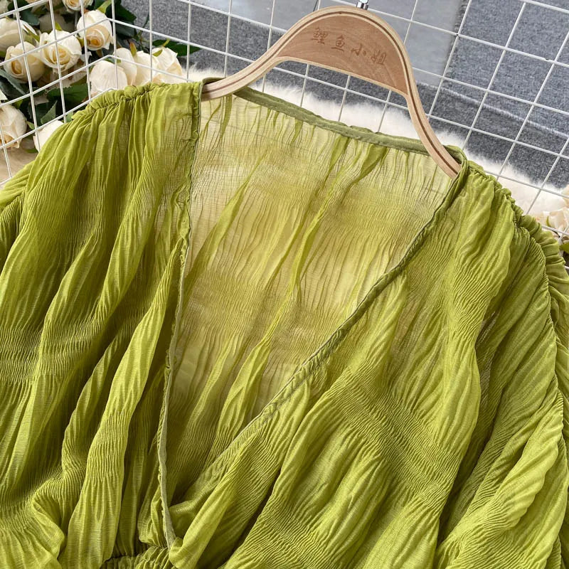 Fudus | Chiffon Rüschemode Designer Blusen Super Lange Ärmel Tops