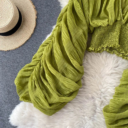Fudus | Chiffon Rüschemode Designer Blusen Super Lange Ärmel Tops
