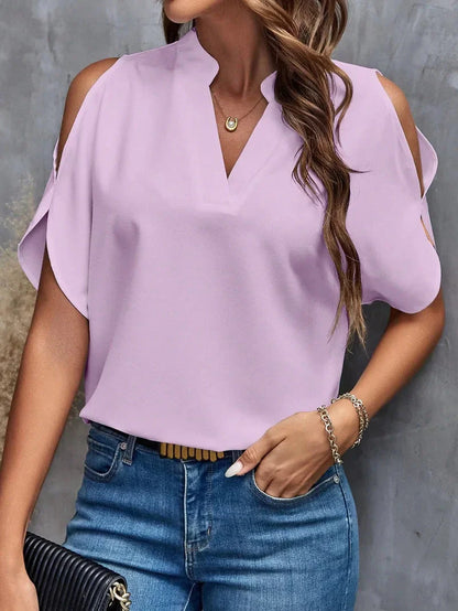 Fudus | Cold Shoulder V Neck Bluse Mode Designer Tops T-shirts