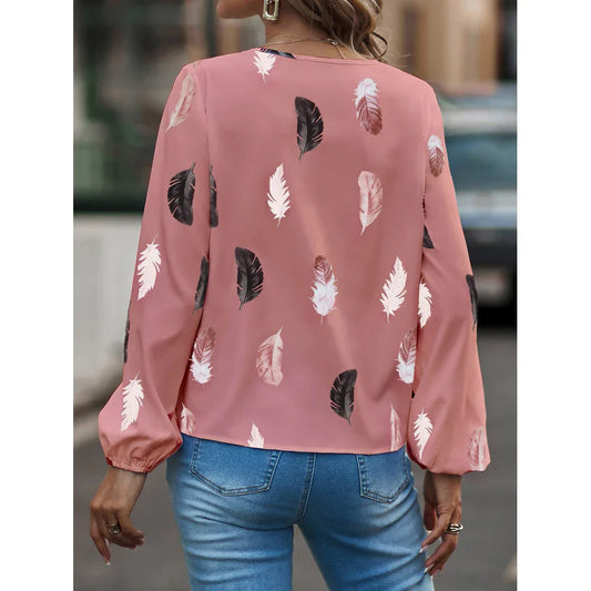 Fudus | Kragen Designer Mode Chiffon Langarm Tops