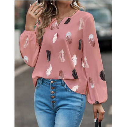 Fudus | Kragen Designer Mode Chiffon Langarm Tops
