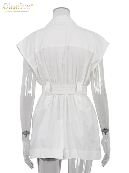 Fudus | Baumwolle Elegante Revers Bluse Tops Mode Designer T-shirts